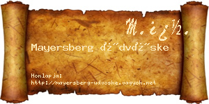 Mayersberg Üdvöske névjegykártya